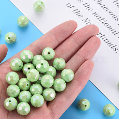不透明なアクリルビーズ  多面カット  染め  ABカラー  ラウンド  薄緑  12x11.5mm  穴：1.8mm  約560個/500g&nbsp;TACR-S154-10F-01