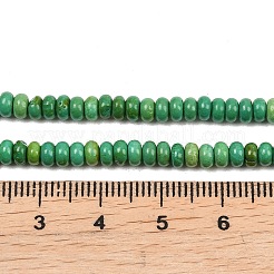 天然マグネサイトビーズ連売り  染め＆加熱  ロンデル  スムーズ  シーグリーン  4x2mm  穴：1mm  約155個/連  15.31''（38.9センチメートル）&nbsp;G-Z143-H01-01B