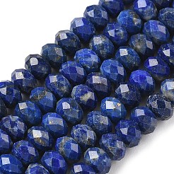 天然石ラピスラズリビーズ連売り  多面カット  ロンデル  5.5~6.5x4.5mm  穴：1mm  約91~94個/連  15.35''（39cm）〜15.43''（39.2cm）&nbsp;G-D344-A17