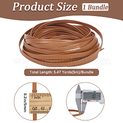 5m折りたたみ式PUレザーフラットコード  ペルー  5x1mm  約5.47ヤード（5m）/バンドル&nbsp;OCOR-WH20012-14A-05
