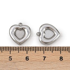 304ステンレススチールペンダントカボションセッティング  ハート  ステンレス鋼色  トレイ：6.5x6.5mm  14.5x13.5x2.5mm  穴：1.2mm&nbsp;STAS-L022-533P