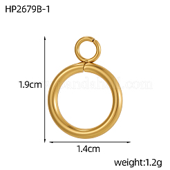 304ステンレスペンダント  リングチャーム  イオンプレーティング（ip）  18KGP本金メッキ  19x14mm&nbsp;STAS-OY007-01G