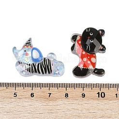 クリア樹脂カボション  動物  スパンコール付き  混合図形  21.5~25.5x29~32x7~8mm&nbsp;FIND-Z077-07
