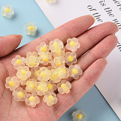 透明なアクリルビーズ  艶消し  二層ビーズ  花  きいろ  12x12.5x6mm  穴：2.5mm  約893個/500g&nbsp;TACR-S152-06C-SS2105