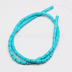 合成ターコイズビーズ連売り  染め  コラム  ダークターコイズ  8~9x5mm  穴：1mm  約46個/連  15.2インチ&nbsp;TURQ-G120-5x9mm-10