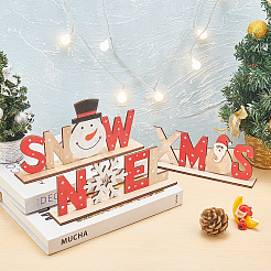 3セット3スタイルの天然木製文字ホームディスプレイ装飾  クリスマスのために  父のクリスマス＆スノーマン＆スノーフレーク  ミックスカラー  1セット/スタイル&nbsp;DJEW-GF0001-07