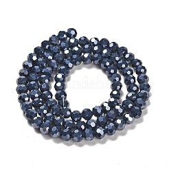 不透明ガラスビーズスタンド  ファセット（32ファセット）  ラウンド  プルシアンブルー  6mm  穴：1mm  約98~100個/連  20.39~20.59インチ（51.8~52.3cm）&nbsp;EGLA-A035-P6mm-A35