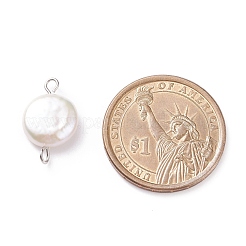 Natural Baroque Pearl Keshi Pearl Connector Charms&nbsp;PALLOY-JF01495-01