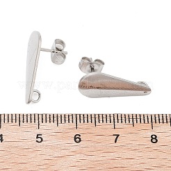 304ステンレススチールスタッドピアスファインディング  ステンレス鋼色  ティアドロップ  20x9mm  穴：2.5mm  ピン：0.5mm&nbsp;STAS-Z091-02P-04