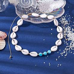 Adjustable Acrylic Shell Shape Beaded Necklaces&nbsp;NJEW-JN04639