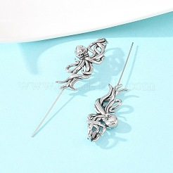 タコ 316 ステンレススチール 耳かけ クローラー フックイヤリング  カフイヤリング  アンティークシルバー  77x18mm&nbsp;AJEW-C044-18AS