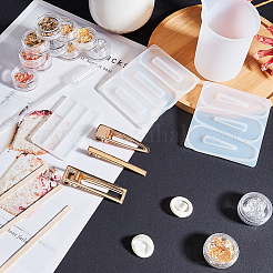 DIYボビーピン作り  鉄ワニ毛クリップのパーツあり  食品グレードのシリコンモールド  バーチ木製クラフトスティック  使い捨てプラスチック転送ピペットとUVジェルネイルアートアルミ箔&nbsp;DIY-PH0026-71