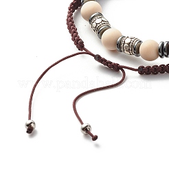 I Love You Morse Code Stretch Bracelets Set&nbsp;BJEW-JB07352-01