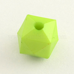 不透明なアクリルビーズ  多面カットキューブ/多角形  ミックスカラー  7.5x8x8mm  穴：2mm&nbsp;X-SACR-Q099-84B