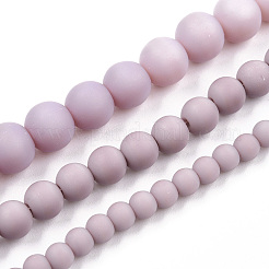 オペークガラスビーズ連売り  艶消し  ラウンド  ロージーブラウン  8~8.5mm  穴：1.5mm  約51~53個/連  14.96インチ〜15.55インチ（38~39.7cm）&nbsp;GLAA-T032-P8mm-MD07