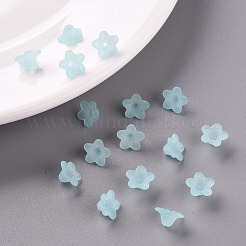 透明なアクリルビーズ  花  艶消し  ライトブルー  10x5mm  穴：1mm  約4600個/500g&nbsp;PL554-11