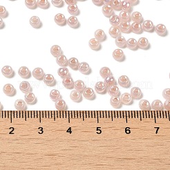 ガラスシードビーズ  セイロン  丸い穴  ラウンド  ミスティローズ  4x3mm  穴：1.2mm  7650個/ポンド&nbsp;SEED-H002-H-1310