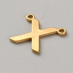 合金ペンダント  ダブルホール文字 a~z チャーム  文字x  10.5x12x0.8mm  穴：1.2mm&nbsp;FIND-WH0148-389X