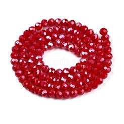 電気メッキガラスビーズセット  パール光沢メッキ  多面カット  ロンデル  クリムゾン  4x3mm  穴：0.4mm  約105~110個/連  38~39cm&nbsp;LS-EGLA-A044-P4mm-A15