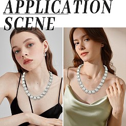 1Pc Zinc Alloy Pave Square Clear Glass Tennis Necklaces for Womem&nbsp;NJEW-SP0001-07S