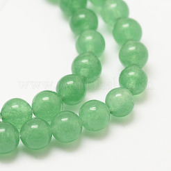 天然石ホワイトジェイドビーズ連売り  ラウンド  染め  グリーン  8mm  穴：1mm  約46個/連  37cm&nbsp;G-G735-42-8mm-1