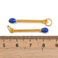 合金エナメルチャーム  丸カン付き  マッチチャーム  ゴールドカラー  ブルー  29x4mm  穴：4mm&nbsp;LS-FIND-WH0139-472G-05