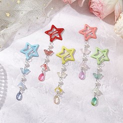 5Pcs Glass Beads and Alloy Star Snap Hair Clips&nbsp;PHAR-JH00124