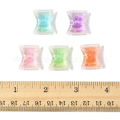 32 個の UV メッキレインボー虹色アクリルビーズ  ウサギの頭が付いたキャンディーの形  二層ビーズ  ミックスカラー  21.5x17x9.5mm  穴：3.5mm&nbsp;OACR-FS0002-14
