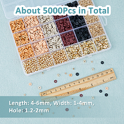 ポリマークレイディスクとCCBプラスチックビーズを使ったDIYジュエリー製作キット  キャメル  4~6x1~4mm  穴：1.3~2mm&nbsp;DIY-DC0002-77