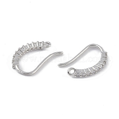 真鍮製マイクロパヴェキュービックジルコニアピアスフック  釣り針  プラチナ  14x9x2mm  穴：1mm&nbsp;KK-U008-15P