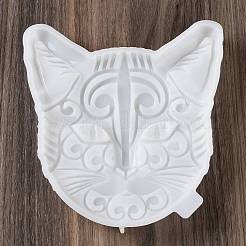 猫の顔の形の DIY 壁装飾シリコーン型  レジン型  UVレジン用  エポキシ樹脂工芸品作り  ホワイト  175x162x21mm  内径：140x150mm&nbsp;SIL-F007-01