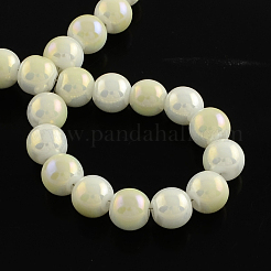 Electroplate Imitation Jade Glass Round Bead Strands&nbsp;EGLA-Q047-8mm-07E