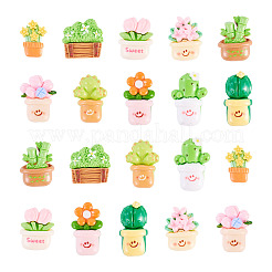 25Pcs Opaque Resin Plant Cabochons&nbsp;RESI-TA0005-39