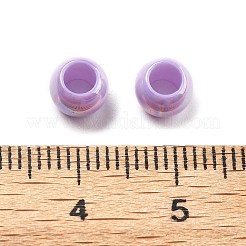 UVメッキレインボー虹色アクリルビーズ  バレル  大穴ビーズ  プラム  6x4.5mm  穴：3.5mm&nbsp;PACR-D300-01E