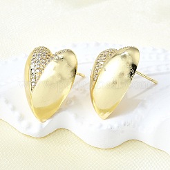 Brass Micro Pave Clear Cubic Zirconia Stud Earrings for Women&nbsp;EJEW-F363-06G