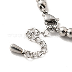 Tarnish Resistant 304 Stainless Steel Clover Charm Bracelet with 201 Stainless Steel Round Beads for Women&nbsp;BJEW-B057-15P