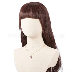 天然石 ティアドロップ ペンダント ネックレス  女性用金メッキ 304 ステンレススチール ワイヤーラップ ジュエリー  17.72インチ（45cm）&nbsp;NJEW-JN03900