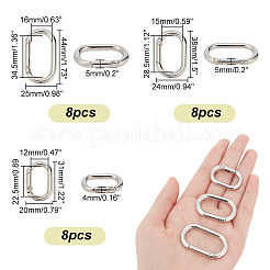 24個3スタイル亜鉛合金スプリングゲートリング  オーバル  プラチナ  31~44x20~25x4~5mm  内径：22.5~34.5x12~16mm  8個/スタイル&nbsp;FIND-PH0007-91