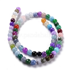 天然石ホワイトジェイドビーズ  ラウンド  染め  カラフル  6mm  穴：1mm  約58~61個/連  37.5~38.5cm&nbsp;G-J390-C01-05