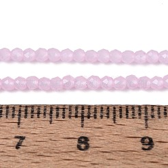 ジェイド風ガラスビーズ連売り  ラウンド  多面カット  パールピンク  2x2mm  穴：0.6~0.8mm  約173~182個/連  13.58~14.37''（34.5~36.5センチメートル）&nbsp;GLAA-T028-2mm-11E