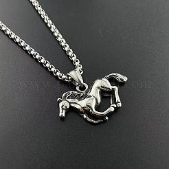304ステンレススチール製馬動物ペンダントパンクストリートヒップホップネックレス  ステンレス鋼色&nbsp;OH9267