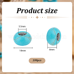 100Pcs Dyed Synthetic Turquoise European Beads&nbsp;SPDL-PH0001-03