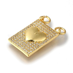 Rack Plating Brass Micro Pave Clear Cubic Zirconia Pendants&nbsp;KK-G500-01B-G