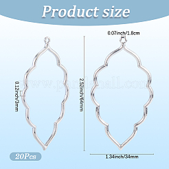 亜鉛合金製ビッグペンダント20個  葉  プラチナ  64x34x3mm  穴：1.8mm&nbsp;FIND-SP0005-03