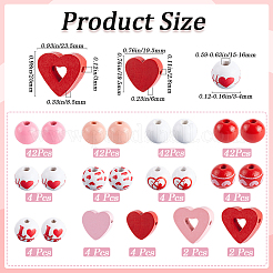 Valentine's Day Spray Painted Natural Wood Beads&nbsp;WOOD-SP0001-26
