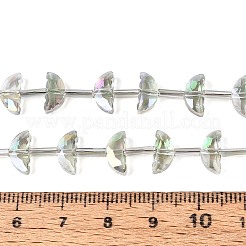 透明なガラスビーズを電気  ムーン  多面カット  半分メッキ  ダークシーグリーン  4.5x10x3.5mm  穴：0.9mm  約49~50個/連  20.47~20.71''（52~52.6センチメートル）&nbsp;EGLA-H112-05HP-03