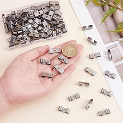 100 個のボロタイスライドクラスプアクセサリー  空白のボロタイスライドロープロファイル  長方形  プラチナ  19x7x5mm  穴：3x3mm&nbsp;IFIN-CA0001-54