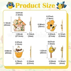 30Pcs 6 Styles Bee Theme Alloy Enamel Pendants&nbsp;ENAM-CJ0006-58
