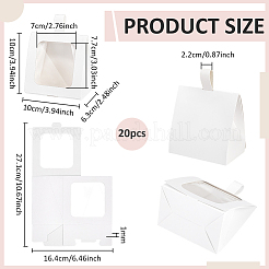 Cardboard Paper Cake Boxes with Plastic Visible Window and Handle&nbsp;CON-WH0117-04B