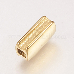 304ステンレススチールスライドチャーム  長方形  ゴールドカラー  10x5.5x4mm  穴：2mm&nbsp;STAS-F144-024G-5.5x10